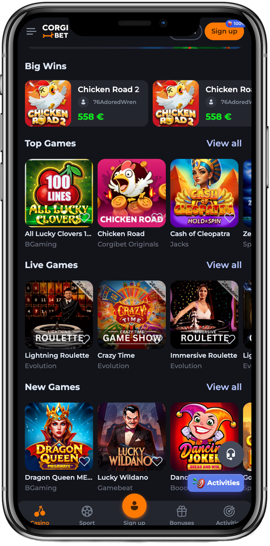 corgibet casino no deposit bonus